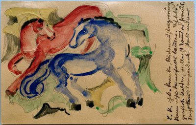 kırmızı ve mavi at by Franz Marc