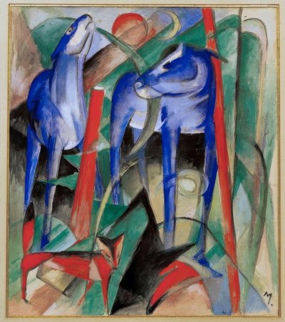 Atların Yaratılışı (Üç Efsanevi Canavar) by Franz Marc