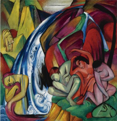 Şelale Kadınlar şelale altında, 1912 by Franz Marc