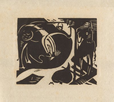 İki Efsanevi Hayvan by Franz Marc
