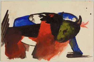 İki hayvan, Sindelsdorf'tan Münih'teki Wassily Kandinsky'ye kartpostal by Franz Marc