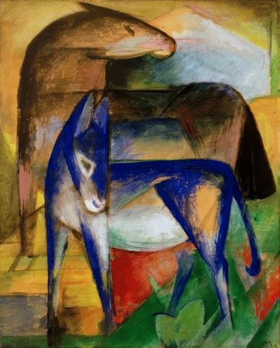 iki mavi eşek by Franz Marc