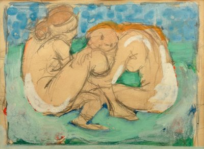 Mavi üzerine iki çıplak kadın by Franz Marc