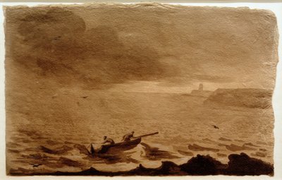 Yaklaşan bir fırtına ile kıyı manzarası by Franz Pforr