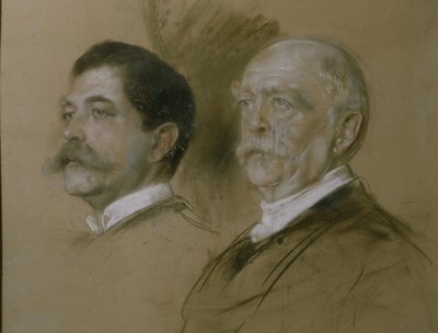 Otto von Bismarck ve Oğlu Herbert, 1860-90, 1892 Dışişleri Bakanlığı Devlet Sekreteri (kağıt üzerinde karakalem) by Franz Seraph von Lenbach