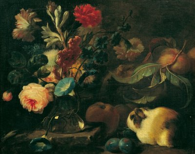 Kobaylar, çiçekler ve meyveler ile natürmort by Franz Werner Tamm