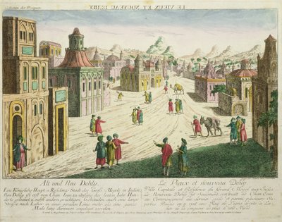 Eski ve Yeni Delhi (aquatint) by Franz Xaver Habermann