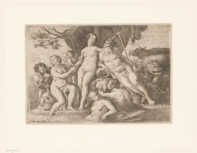 Neptün ve Amphitrite banyo perileri ve denizadamları arasında by Franz Xaver Wagenschon