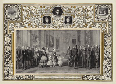8 ಅಕ್ಟೋಬರ್ 1844 ಟರ್ಕ್‌ನ ವಿಂಡ್ಸರ್ ಕ್ಯಾಸಲ್‌ನಲ್ಲಿ ಹರ್ ಮೆಜೆಸ್ಟಿ ರಾಣಿ ಕಿಂಗ್ ಲೂಯಿಸ್ ಫಿಲಿಪ್ ಅವರನ್ನು ಸ್ವೀಕರಿಸಿದರು by Franz Xaver Winterhalter