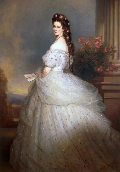 Avusturya İmparatoriçesi Elisabeth, saçında elmas yıldızlarla - Saçında elmas yıldızlarla Avusturya İmparatoriçesi Elisabeth, Winterhalter, Franz Xavier (1805-1873). tuval üzerine yağlıboya by Franz Xaver Winterhalter