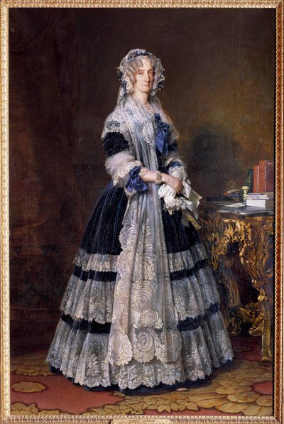 Portre en pied de Marie Amelie de Bourbon, Fransız Kraliçesi (1782-1866). Xaver Winterhalter