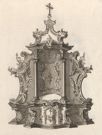 Bir Mişkan için Tasarım, Tabernacle serisinden 2. Tabak, Basılmış yakl. 1750-56. by Franz Xavier Habermann