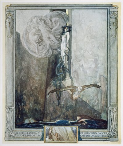 Dante'nin 'İlahi Komedya'sından bir illüstrasyon, Cehennem, Canto IX. 28 by Franz von Bayros (1866 1924)