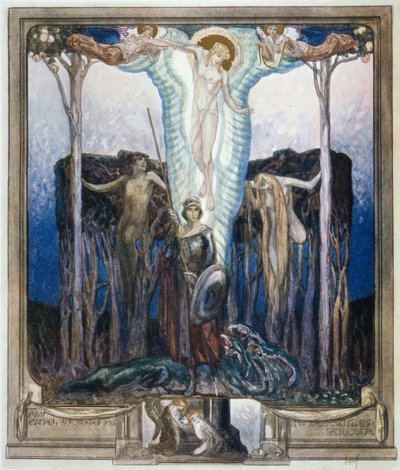 Dante'nin 'İlahi Komedya'sından bir illüstrasyon, Cennet, Canto VII by Franz von Bayros (1866 1924)