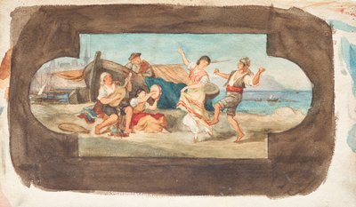 İtalyanların dansı - bir tavan resminin taslağı by Franz von Matsch
