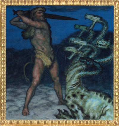 Herkül ve Hydra - Peinture de Franz Ritter von Stuck (1863-1928) - 1915 - Tuval üzerine Syntonos renkleri - Museum Villa Stuck by Franz von Stuck