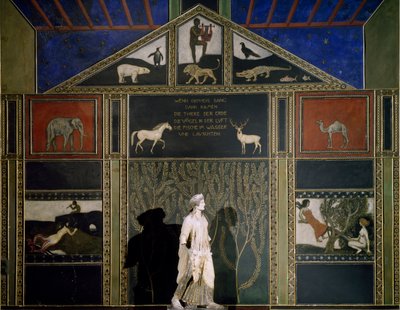 Orpheus efsanesi, Franz von Stuck tarafından tipik Secession teması ve renginde tablo, Hall of Music, Villa Stuck, Münih, Almanya