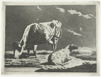 İnek ve koyun ile manzara by Frédéric Théodore Faber