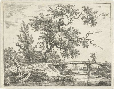 Köprüdeki adamla manzara by Frédéric Théodore Faber