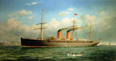 Cunard Liner R.M.S. Umbria, Brooklyn Heights açıklarında, East River, New York