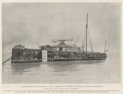 Kesintili Hedef Uygulaması, HMS Belleisle, daha ileri Topçu Deneyleri için hazırlandı by Fred T. Jane