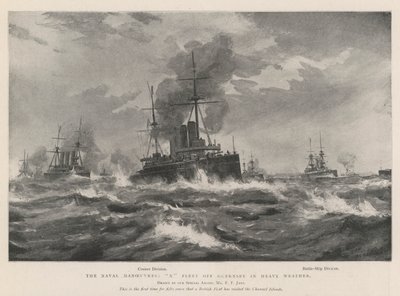 Deniz Manevraları, X Filosu Ağır Havada Guernsey açıklarında by Fred T. Jane