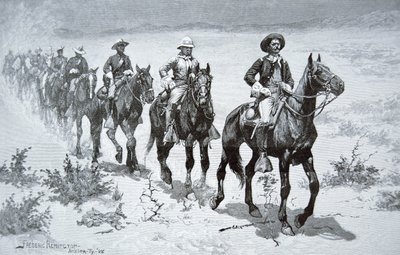 1888 tarihli bir çizimden çölde yürüyen ABD 