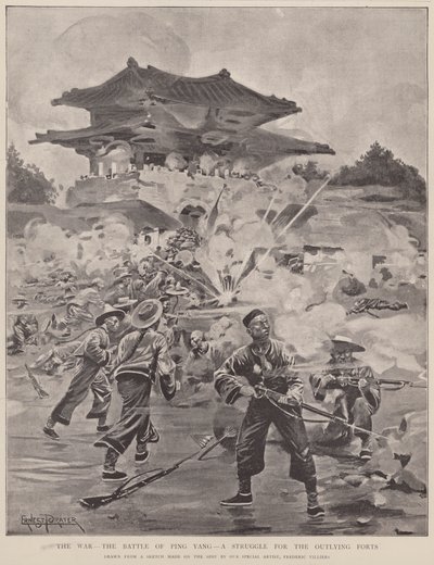 Savaş, Ping Yang muharebesi, dış kaleler için bir mücadele (lito) by Frederic (after) Villiers
