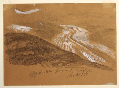 Çizim, Ay ışığında Aletsch buzulu, Bern Alpleri, İsviçre, 28 Ağustos 1868 by Frederic Edwin Church