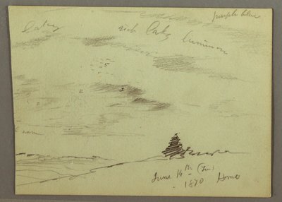 Çizim, Bulutlu gökyüzü, yamaç, 1870 by Frederic Edwin Church