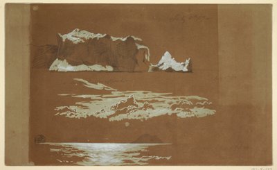 Çizim, St John Burnu ve Martı Adası yakınlarındaki buzdağları, Newfoundland, 4 Temmuz 1859 by Frederic Edwin Church