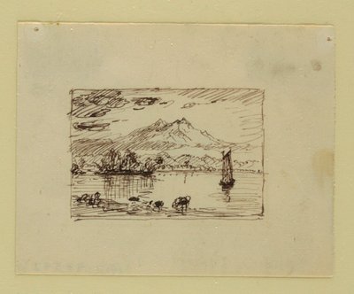 Çizim, Hayali Manzara, yaklaşık 1850 by Frederic Edwin Church