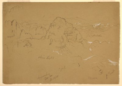 Çizim, Dağ, Wady el-Arabah, 23 Şubat 1868 by Frederic Edwin Church