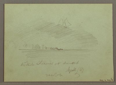 Çizim, Kıyı Şeridi Önündeki Kayalıklar, Kıyı Şeridindeki Kayalıklar, Nisan 1869 by Frederic Edwin Church