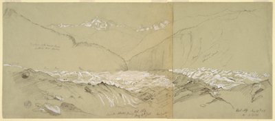 Çizim, Büyük Fusshorn ile Yukarı Aletsch Buzulu, 1868 by Frederic Edwin Church