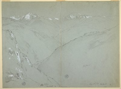 Çizim, Karla Kaplı Tepelerle Vadi Manzarası, Bern Alpleri, İsviçre, Bölüm 1, 1 Eylül 1868 by Frederic Edwin Church