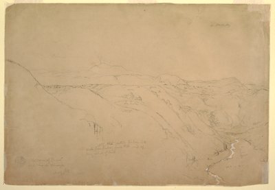 Çizim, Puresé Yanardağı ve Rio de Vinagre, Purese, Kolombiya, Ağustos 1853 by Frederic Edwin Church
