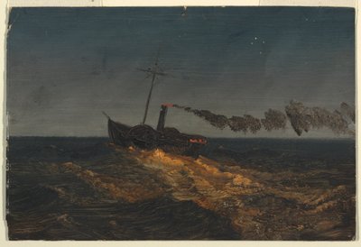 Alacakaranlıkta çarklı vapur by Frederic Edwin Church