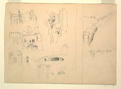 On Mezar Çalışması ve Kayalardan Bir Görünüm, Petra, Ürdün by Frederic Edwin Church