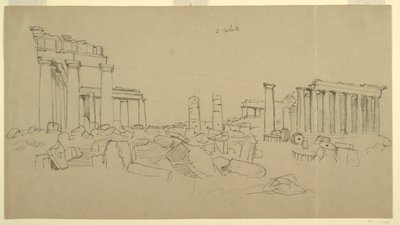 Parthenon ve Çevredeki Harabe Parçalarının Batıdan Görünümü, Atina, Yunanistan by Frederic Edwin Church