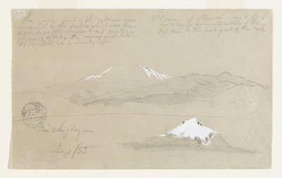 Puresé Volkanı, Kolombiya ve Sincholagua Dağı, Ekvador manzarası by Frederic Edwin Church