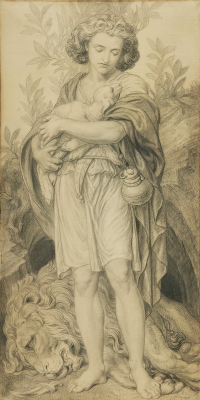 Rahibe Yardımı (kağıt üzerine kalem) by Frederic James Shields