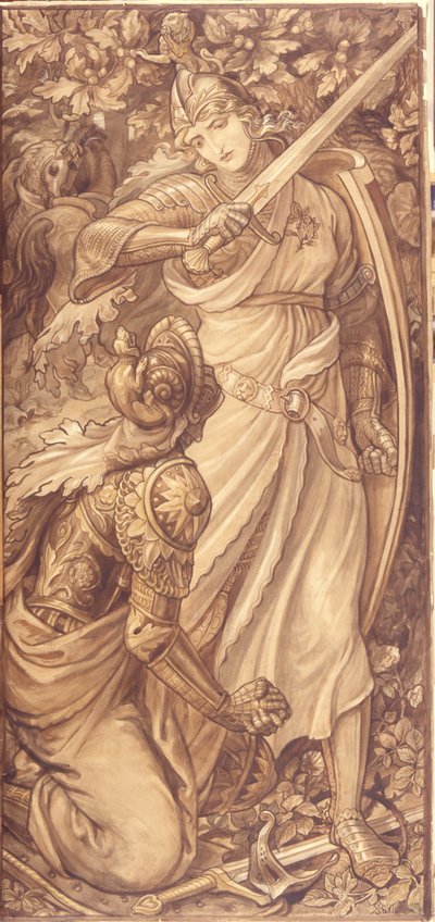 The Victor (kağıt üzerine sulu boya ve kurşun beyaz vurgulama) by Frederic James Shields