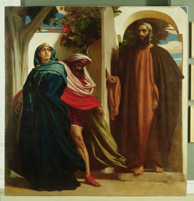 Jezebel ve Ahab Met, Elijah, c.1862-3 by Frederic Leighton