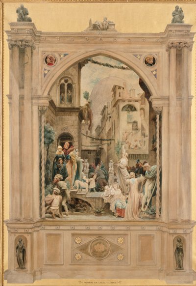 Festa için hazırlanıyor, Floransa, 1851 by Frederic Leighton