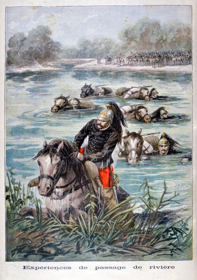 Fransız süvarileri bir nehri geçerken, 1896 by Frederic Lix