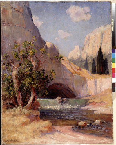 Provence Fontaine du Vaucluse Peyzaj görünümü. Frederic Montenard