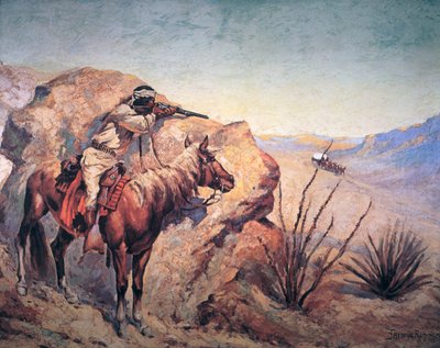 Apache Pusu (tuval üzerine yağlı boya) by Frederic Remington