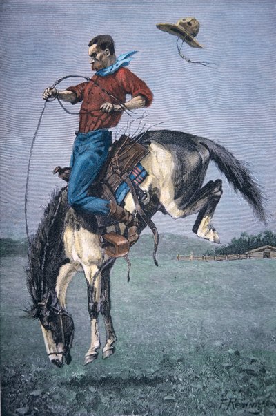 Bronco-Buster (renkli gravür) by Frederic Remington