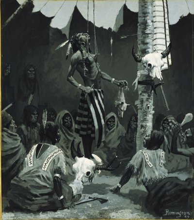 Mandan Başlatma Töreni by Frederic Remington